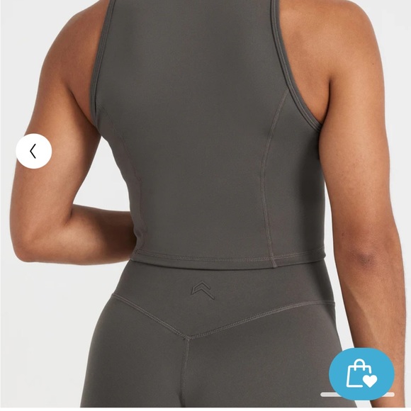 NWT Oner Active TIMELESS HALF ZIP CROP TANK Deep Taupe S - Picture 5 of 6